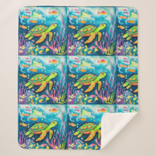 Couverture Sherpa Tortue à peinture