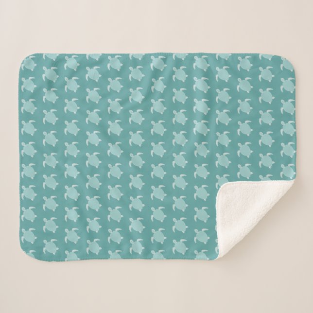 Couverture Sherpa Tortue Bébé Motif bleu mou (Devant (Horizontal))