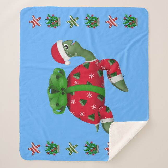Couverture Sherpa Tortue de Noël (Devant)