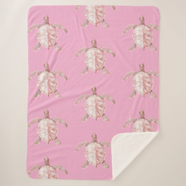 Couverture Sherpa Tortues de mer roses (Devant)