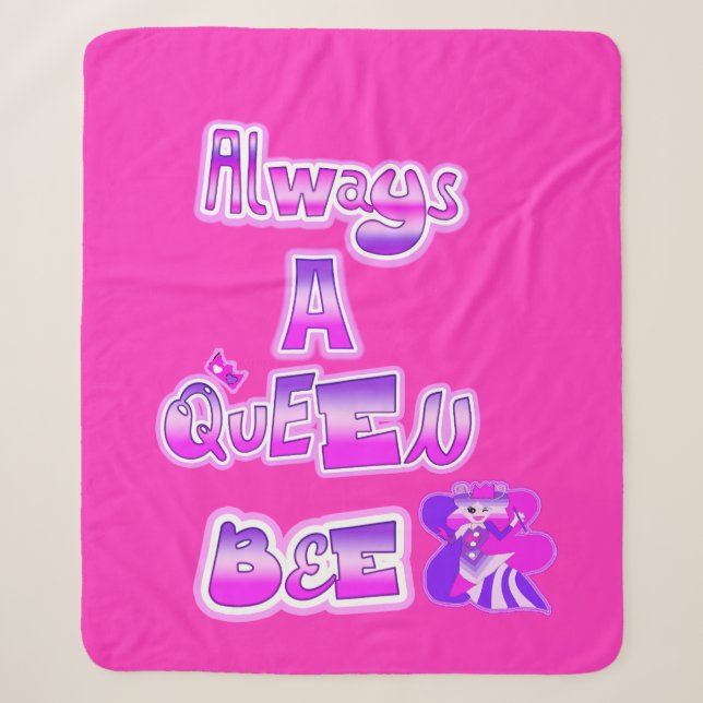 Couverture Sherpa Toujours queen abeille rose chaud (Devant)