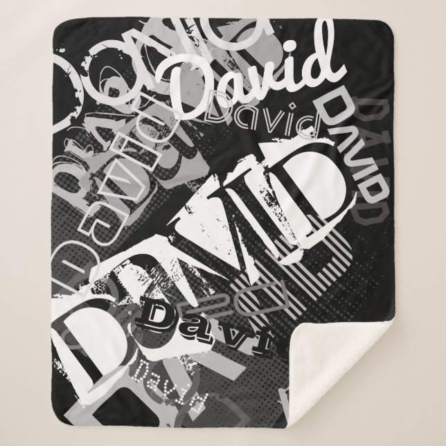 Couverture Sherpa Tout nom Personnalisable Créatif Noir & Blanc (Devant)