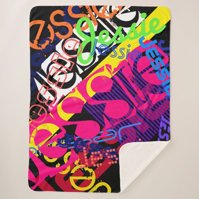 Couverture Sherpa Tout nom Personnalisable Créatif Super Coloré (Devant)