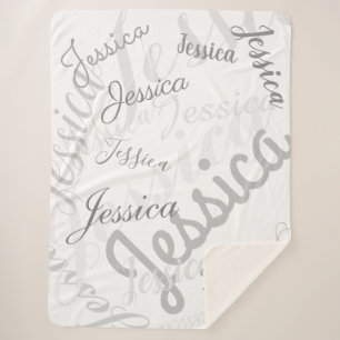 Couverture Sherpa Tout nom Personnalisable Creative Grey & White