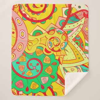 Couverture Sherpa Tracery motif transparent. Design Mehndi. Coeur et