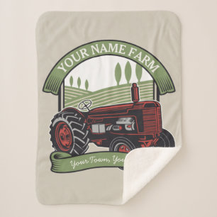 Couverture Sherpa Tracteur agricole Vintage personnalisé Pays Agricu