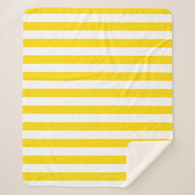 Couverture Sherpa Trendy Yellow White Stripes Modèle personnalisé Mo (Devant)
