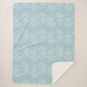 Couverture Sherpa Très jolie fausse dentelle florale bleu clair blan