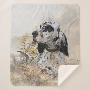 Couverture Sherpa Tri Couleur Anglais Setter Art, chasse en bois