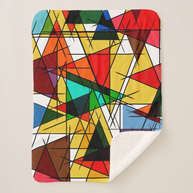 Couverture Sherpa Triangle Coloré Géométrique Moderne  (Devant)