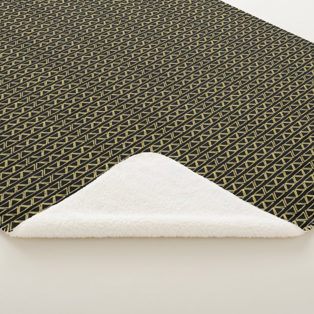 Couverture Sherpa Triangle d'or Abstrait moderne Motif aléatoire (3/4)