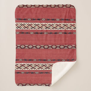 Couverture Sherpa Triangle Striangle Kilim II Rouge Noir Blanc