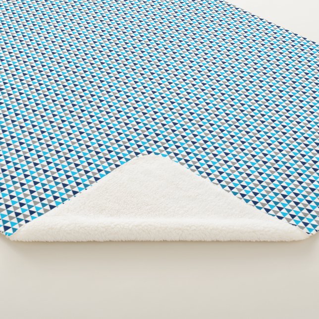 Couverture Sherpa Triangles bleu moderne Motif géométrique (3/4)