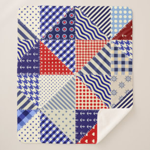 Couverture Sherpa Triangles De Patchwork Rétro Style Nautique