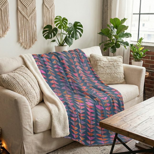 Couverture Sherpa Triangles géométriques Abstraits en bleu (Créateur téléchargé)
