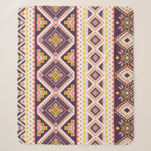 Couverture Sherpa Tribal Aztec rayé, motif géométrique.