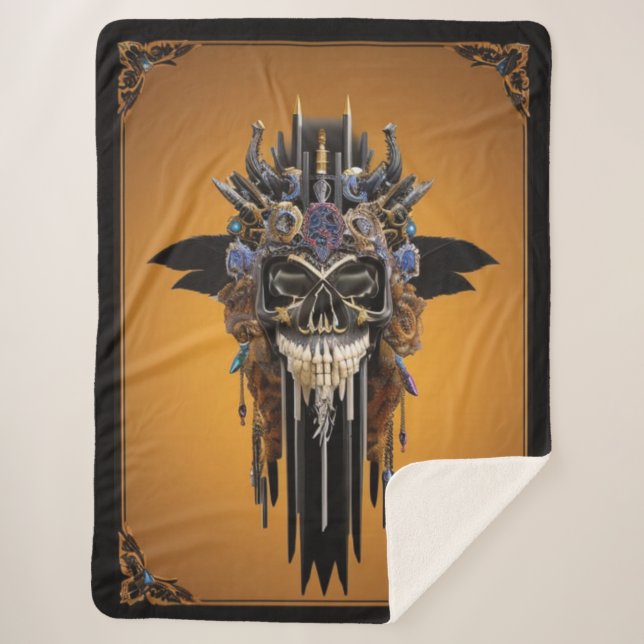 Couverture Sherpa Tribal Gothic Skull Sherpa Blanket (Devant)