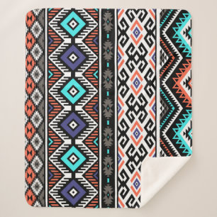 Couverture Sherpa Tribal Navajo rétro : Géométrique Sans Seamless.