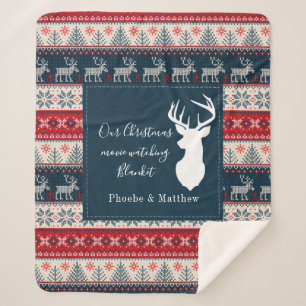 Couverture Sherpa Tricot de vacances Motif Noël Personnalisé