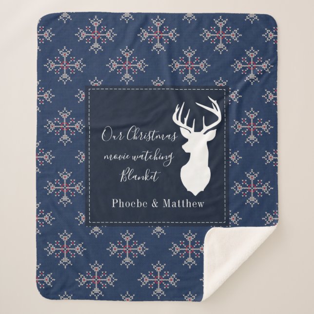 Couverture Sherpa Tricot personnalisé Motif Noël (Devant)