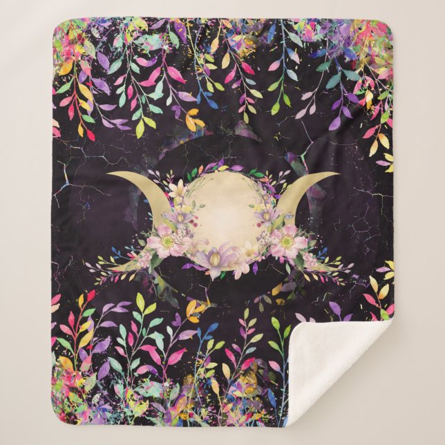 Couverture Sherpa Triple Lune - Triple Déesse - Aquarelle (Devant)