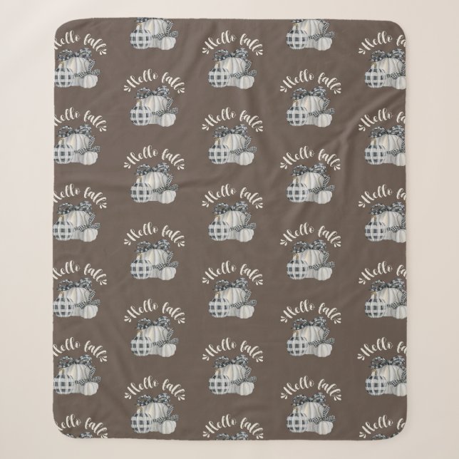 Couverture Sherpa Trois Citrouilles Bonjour Automne (Devant)