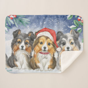 Couverture Sherpa Trois jolies étagères de Noël dans la neige