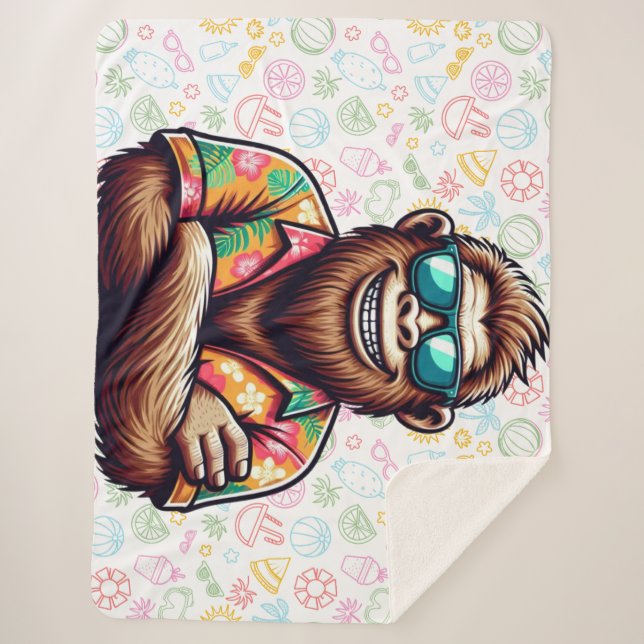 Couverture Sherpa Tropical/beach yeti/bigfoot (Devant)