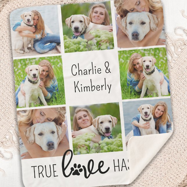 Couverture Sherpa True Love Amoureux des chiens Customisé Pet 8 Phot (Créateur téléchargé)