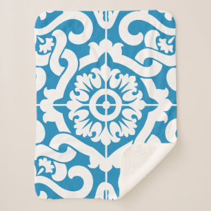 Couverture Sherpa Tuiles bleues portugaises 1