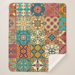 Couverture Sherpa Tuiles portugaises : motif sans couture de style A