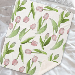 Couverture Sherpa Tulipe rose moderne