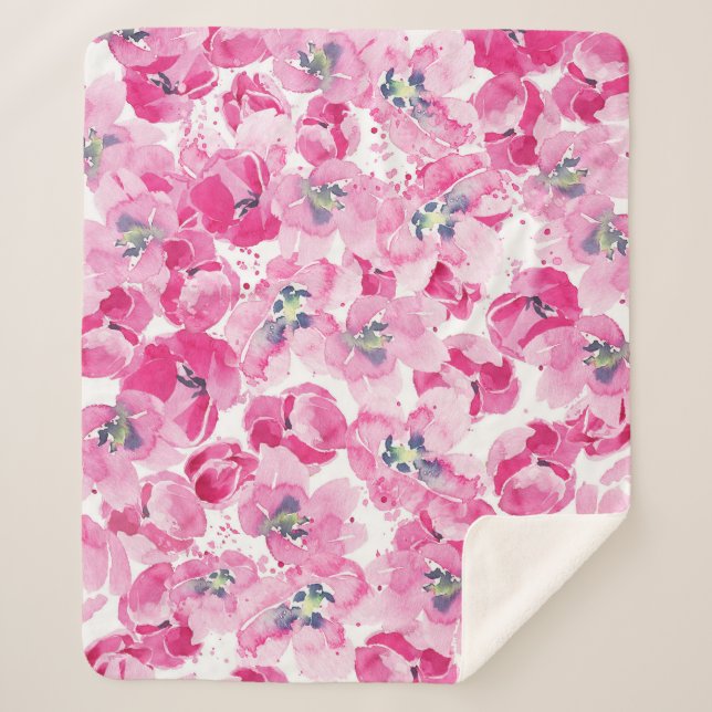 Couverture Sherpa Tulips aquarelle : conception de carte dessinée à  (Devant)