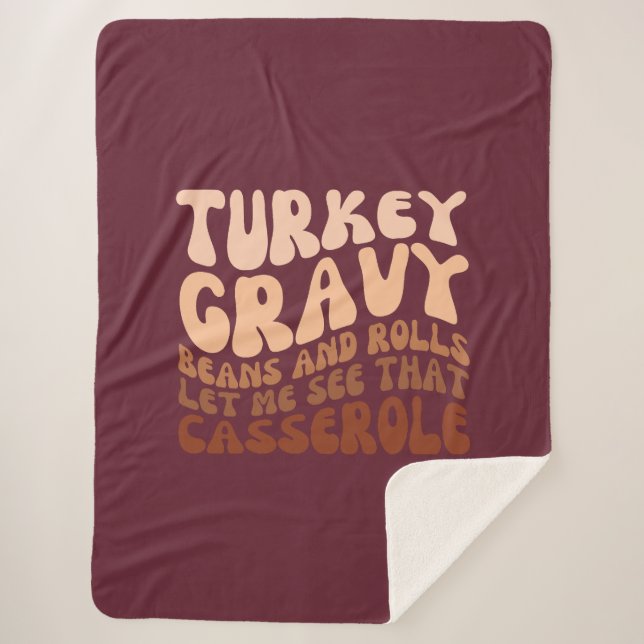 Couverture Sherpa Turquie Haricots Gravés Et Rouleaux Thanksgiving (Devant)