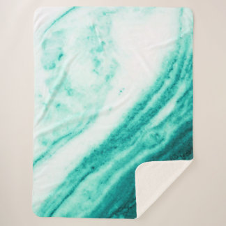 Couverture Sherpa Turquoise et Marbre blanc