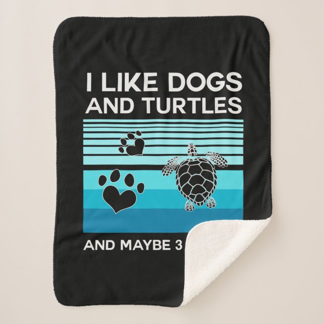 Couverture Sherpa Turtle Lover | J'Aime Les Chiens Et Les Tortues (Devant)