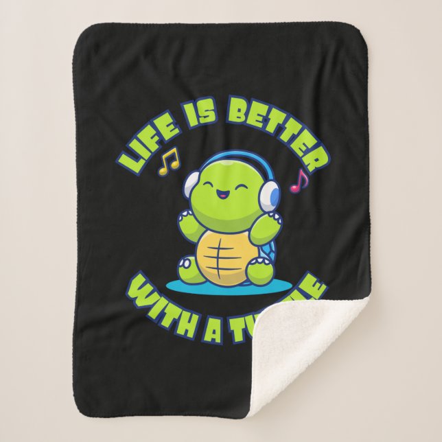 Couverture Sherpa Turtle Lover | Life Is Better With A Turtle (Devant)