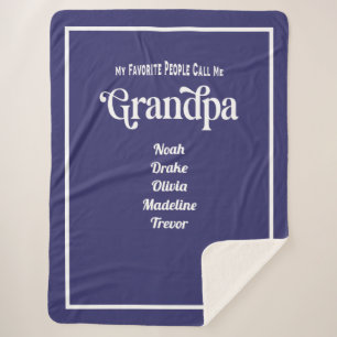 Couverture Sherpa Typographie Bleue Moderne Grand-Papa Préféré