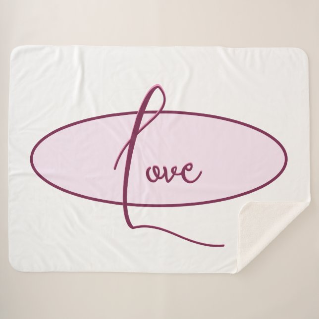 Couverture Sherpa Typographie d'amour rose (Devant (Horizontal))