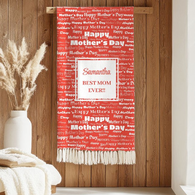 Couverture Sherpa Typographie rouge élégante Cadeau de fête des mère (Elegant Red Typography Mother’s Day Best Gift Sherpa Blanket )