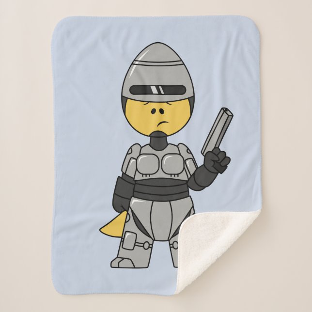 Couverture Sherpa Tyrannosaurus Rex Habillé Comme Robocop. (Devant)