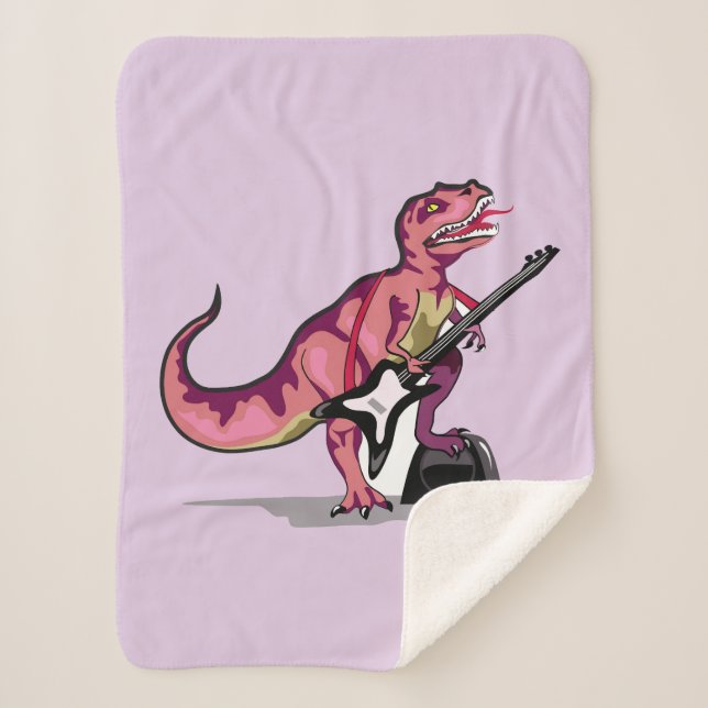 Couverture Sherpa Tyrannosaurus Rex Jouant La Guitare. (Devant)
