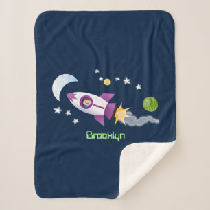 Couverture Sherpa Un adorable vaisseau-fusée dans l'espace dessin an
