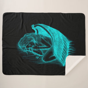 Couverture Sherpa Un Angel endormi, Noir et Vert Design
