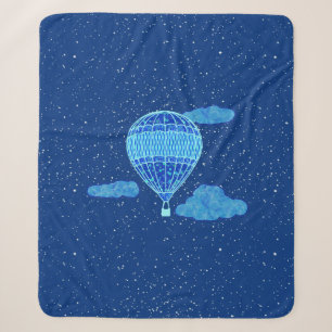 Couverture Sherpa Un ballon à air chaud contre un ciel nocturne en b