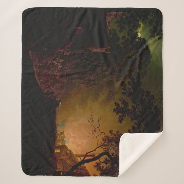 Couverture Sherpa Un chalet en feu la nuit Joseph Wright de Derby (Devant)