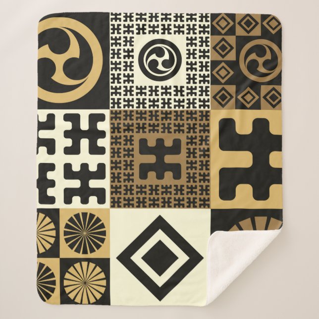 Couverture Sherpa Un ensemble de motifs sans couture de style japona (Devant)