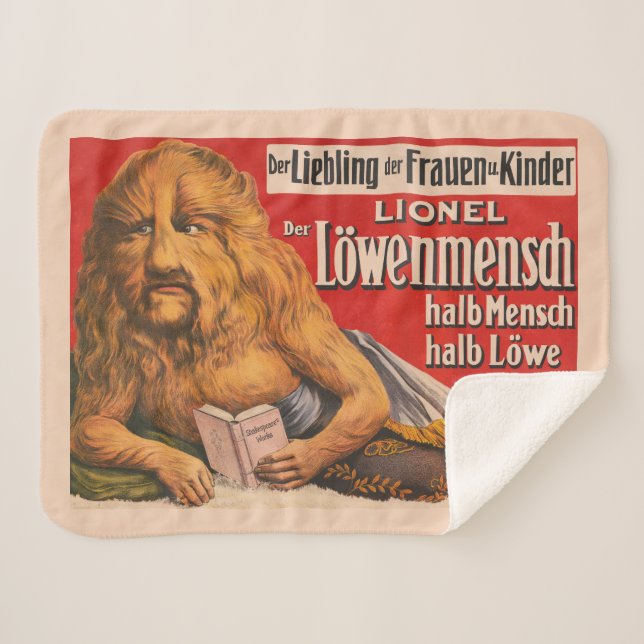 Couverture Sherpa Un Homme Avec Tête Lion Lecture Shakespeare, 1913. (Devant (Horizontal))