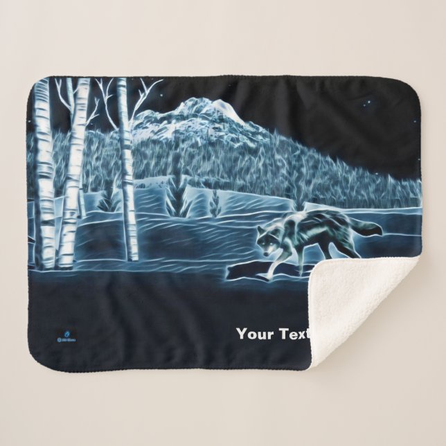 Couverture Sherpa Un Loup Sur Neige (Devant (Horizontal))