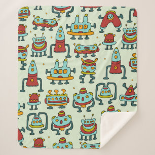 Couverture Sherpa Un motif de robots - aliens. illustration. 